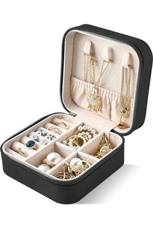 Merkloos Sieradendoos voor dames, meisjes, heren, kinderen, sieradenkistje voor reizen, kleine sieradenset, voor halskettingen, oorbellen, armbanden