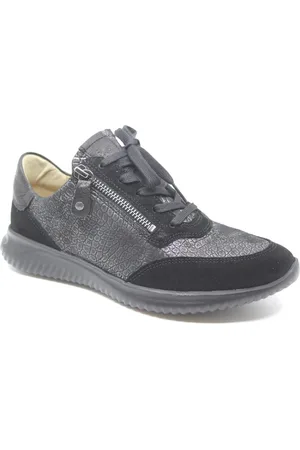 Hartjes 162.1141/34 01.15, Zwarte dames sneaker wijdte G