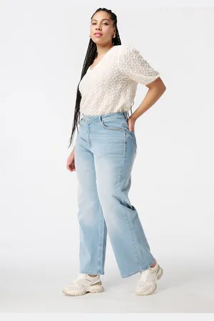 MS Mode Jeans Wide leg jeans met steentjes