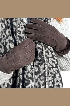 Merkloos Dames handschoenen - - XS - Leder/wol - warme handschoenen