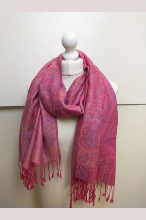 Merkloos Lange dames sjaal Maggy paisleymotief roze geel groen blauw paars