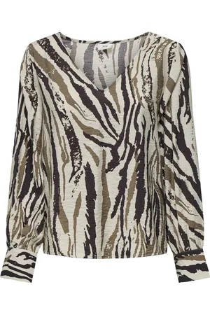 JDY TROYA LIFE L/S LONG TOP WVN DIA Dames Top - 08-24-16 W. Multi Zebra