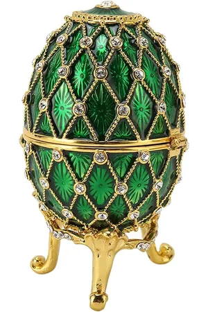 Merkloos Snuisterijdoosje Faberge Ei Geëmailleerde Sieraden Doos - Klassieke Ornamenten Metaal Ambachtelijke - Home Decor Sieraden Dozen - Groente .