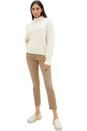 TOM TAILOR Dames Chino Broek TAPERED RELAXED comfort/relaxed Beige 42W / 28L Volwassenen