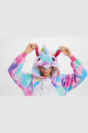 Merkloos Eenhoorn onesie maat 110/116 - Dieren – Verkleedkleren - kinderen - jongens - meisjes - Huispak