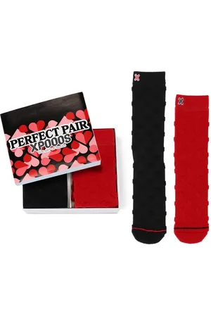 Xpooos Dames giftbox 2P (halfhoge) sokken perfect pair zwart & rood