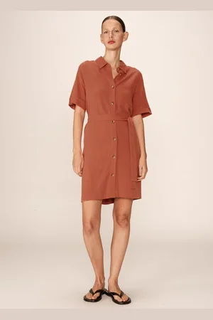 Grace & Mila Paquita jurk kort linnen Terracotta