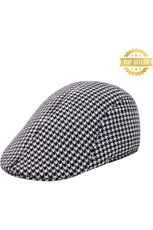 Merkloos Flat cap - & Zwart - Plus oorkleppen - Klassieke platte pet - Geruit / Visgraat - Baret - Platte pet heren - Boerenpet - Hoed mannen - Peaky Blinders pet