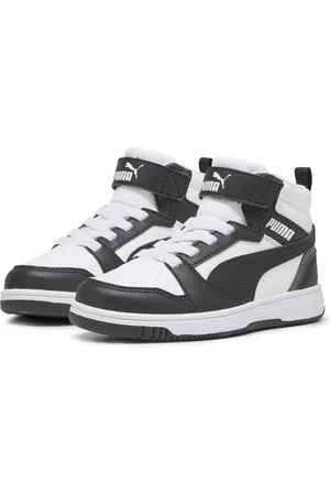 PUMA Rebound V6 Mid AC+ PS Unisex Sneakers - White- Black-Shadow Gray