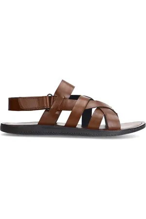 Manfield Heren - Leren gevlochten slippers