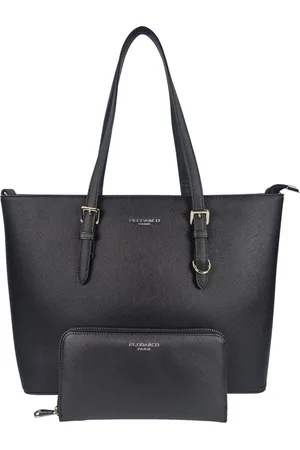 Flora & CO Combo-pack - Grote Schoudertas / Tas Dames - Saffiano - Nora - Zwart + bijpassende zip-arround portemonnee