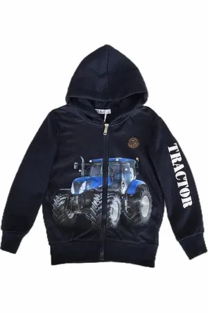 Merkloos Kinder vest tractor trekker kleur donkerblauw maat 146/152 hoodie New Holland sweatvest Zeer mooi