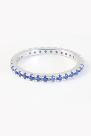 AsiAsia Fijne zilveren ring met blauwe saffier - maat 19
