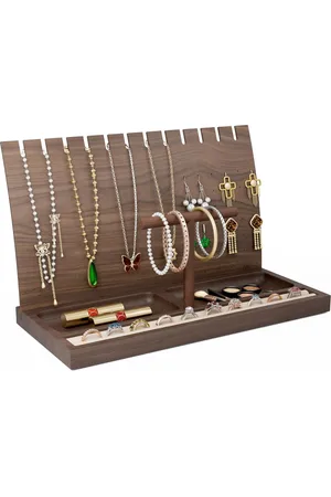 Merkloos Houten ringendoosje walnoothart - vintage, bruiloft, verloving - zacht luxueus fluweel ringendoosje bruiloft