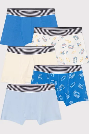 Petit Bateau Set van 5 katoenen boxers met vansprint Jongens Onderbroek - ;Geel;Wit;Multico