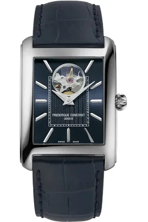 Frederique Constant Carree Heart Beat FC-311N4C6 Horloge - Leer - Blauw - Ø 32 mm