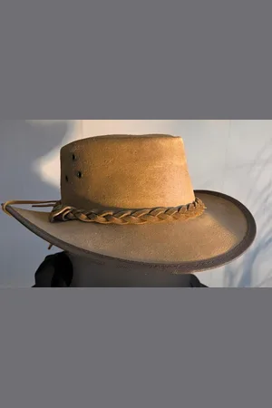 Faustmann Leren hoed Wagga Suède 100% leder camel mt L