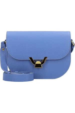 Coccinelle Leren Schoudertas Dew Crossbody Grained Leather Blauw