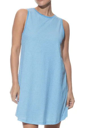 Mey Nachthemd Mouwloos Small Stripes 1230050 268 blue summer 46
