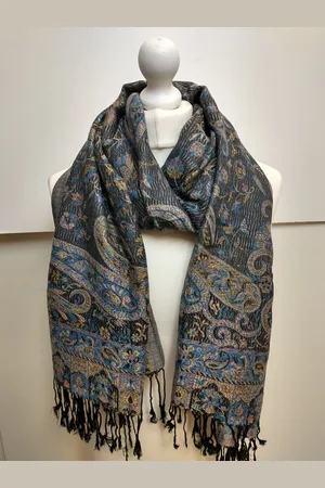 Merkloos Lange dames sjaal Lieke paisleymotief petrol geel paars blauw groen roze bruin