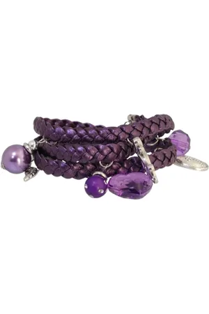 Behave Gevlochten wikkelarmband van imitatieleer met hangers