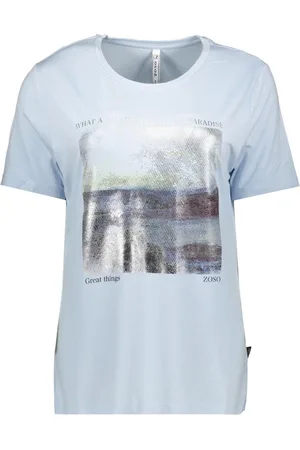 ZOSO T-shirt Valerie Cotton Jersey T Shirt 251 0015 Blue Dames