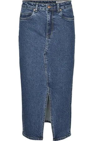 VERO MODA VMVERI HR CALF DENIM SKIRT GA MIX NOOS - Dames - Rokken