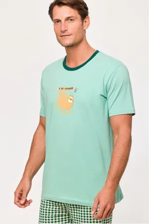 Woody Pyjama heren luiaard shortje ruiten