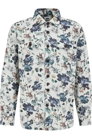 WE Fashion Heren denim overshirt met dessin