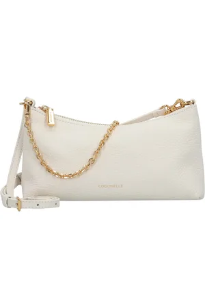 Coccinelle Leren Schoudertas Aura Mini Bag Grained Leather Crème