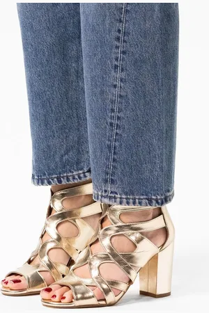 Sacha Dames - Gouden opengewerkte sandalen met hak