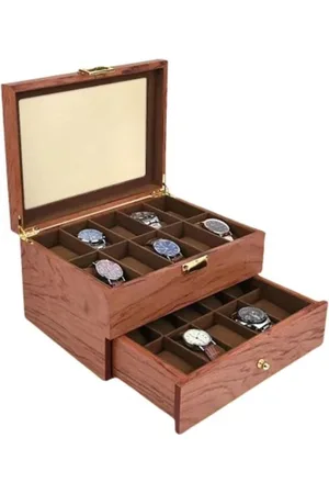 Merkloos Luxe Horlogebox - Horlogedoos Heren & Dames - Geschikt voor 20 Horloges of Armbanden - Sieradendoos - Juwelendoos - hout - 2 lagen - 20 vakken - Vaderdag - Kerst Cadeau