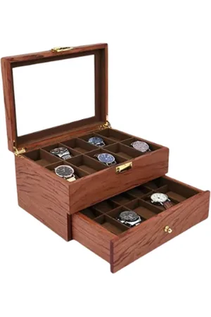 Merkloos Luxe Horlogebox - Horlogedoos Heren & Dames - Geschikt voor 20 Horloges of Armbanden - Sieradendoos - Juwelendoos - hout - 2 lagen - 20 vakken - Vaderdag - Kerst Cadeau