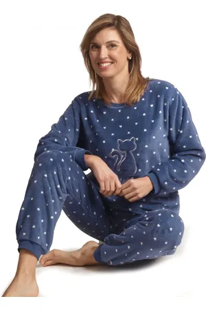 Cocodream Cocodream dames huispak fleece - maat XXL - Kat - jeans