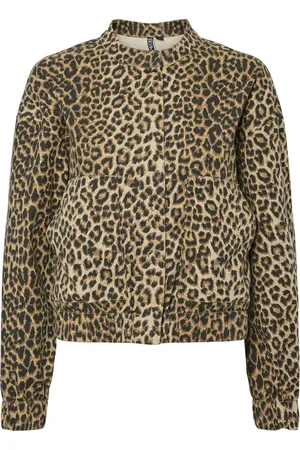 Pieces® Jas Pcsalume Bomber Denim Jacket 17156456 White Pepper/leo Dames