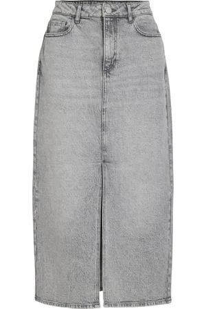 VILA Rok Vijaf Hw Midi Denim Skirt-noos 14099736 Light Grey Denim/wash Lgd Dames