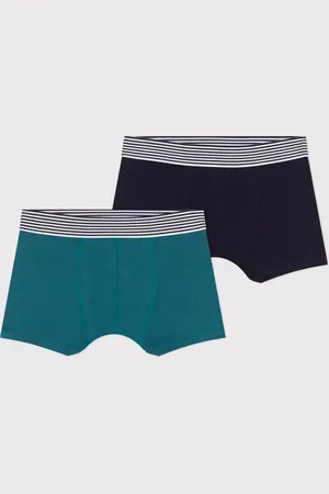 Petit Bateau Set van 2 boxers in effen katoen en elastaan Jongens Onderbroek - ;Groen