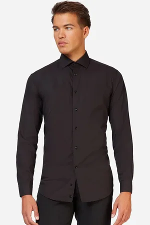 OppoSuits Black Knight Shirt - Heren Overhemd - Casual Effen Gekleurd -