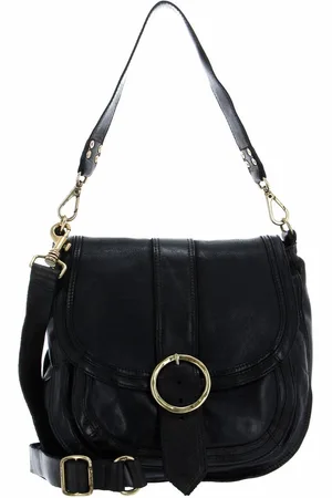 Campomaggi Leren Schoudertas Atlanta Shoulder Bag Zwart