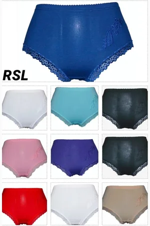 Merkloos Dames hoge slips 10 pack met kantrandje