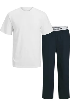JACK & JONES Heren Pyjama Set Lange Pyjamabroek JACCARL /Blauw