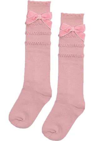 iN ControL 2pack kniekousen met VELVET strik - Roze 27/30