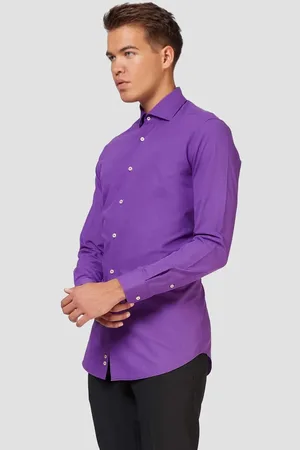 OppoSuits Purple Prince Shirt - Heren Overhemd - Carnavalskleding - Casual Effen Gekleurd -