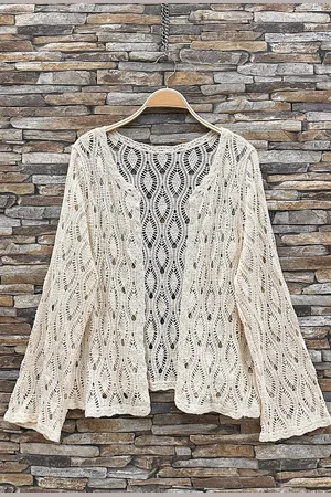 Merkloos Dames vest Solene katoen crochet bohemian chic cardigan maat S
