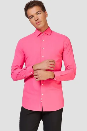 OppoSuits Mr. Pink Shirt - Heren Overhemd - Carnavalskleding - Toppers Outfit 2025 - Casual Effen Gekleurd -