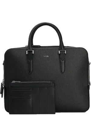 HUGO BOSS Leren Business tas Laptoptas met laptopvak Moonstruck Document Case Zwart