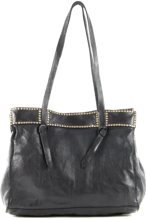 Campomaggi Leren Schoudertas Shopping Bag Zwart