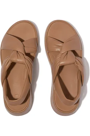 FitFlop F-Mode Knot Soft-Leather Flatform B/Strap Sandals