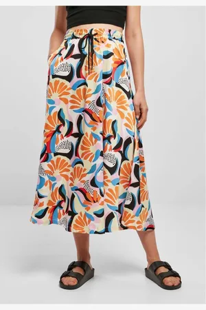Urban classics AOP Satin Midi magicmangoabstract Lange rok - 3XL