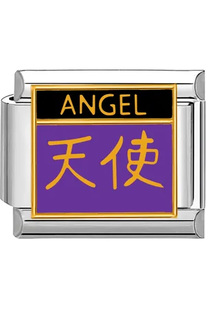quiges Schakel - Bedel - 9mm - charms - Kleurrijk - Engel in het Chinees - Geschikt voor - Nomination- armband - Schakelarmband - italy bedels armband